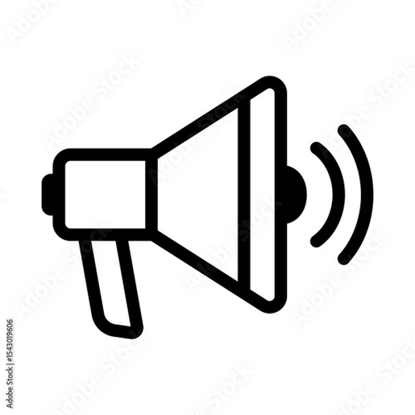 Fototapeta Megaphone icon with sound waves in outline style.