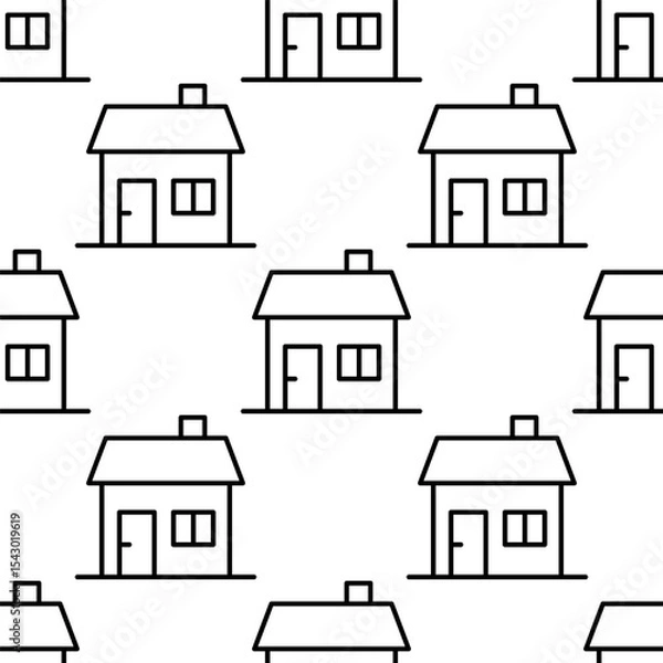 Fototapeta Seamless pattern of house icons in outline style