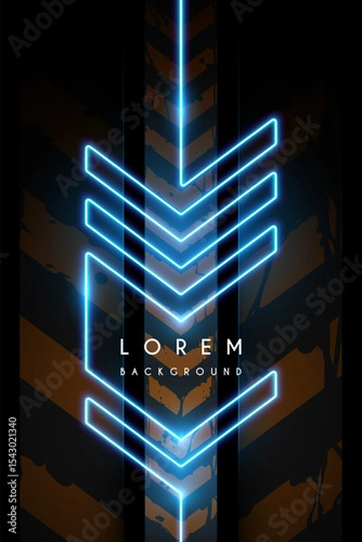 Fototapeta Blue neon light arrow line