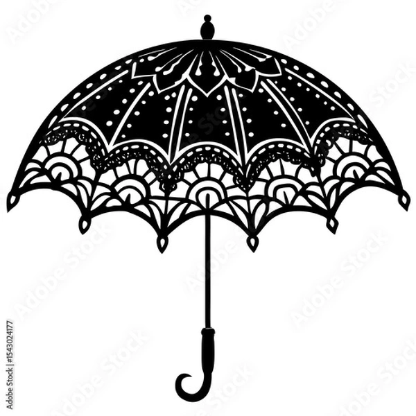 Fototapeta Elegant Lacy Umbrella Vector – Generative AI and Linocut Silhouette Design