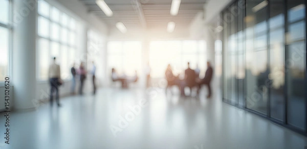 Fototapeta Blurred empty open space office. Abstract light bokeh at office interior background for design.	

