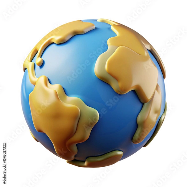 Fototapeta Cartoon earth globe 3d render illustration