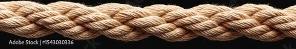 Obraz Close-Up View of a Twisted Natural Fiber Rope Showcasing Its Intricate Braiding and Texture, Perfect for Various Applications and Crafts