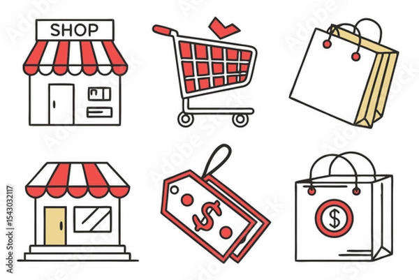 Fototapeta shopping icon set