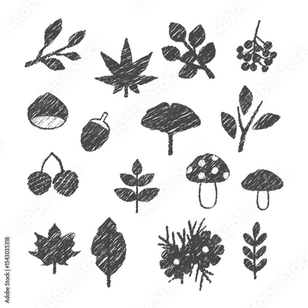 Fototapeta 秋のアイコン　イラスト　手描き風