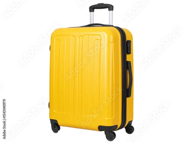 Obraz big yellow travel suitcase, png file of isolated cutout object with shadow on transparent background 