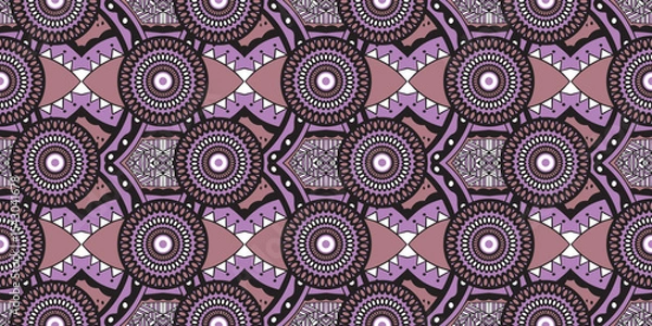 Fototapeta African motif ethnic traditional pattern. seamless beautiful purple color. pattern for fashion. Geometric abstract motif. African wax prints. circle pattern african design.