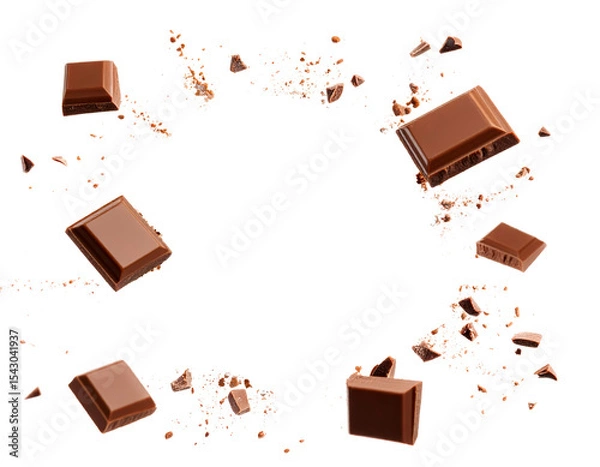 Fototapeta chocolate falling and splashing cut out on transparent png