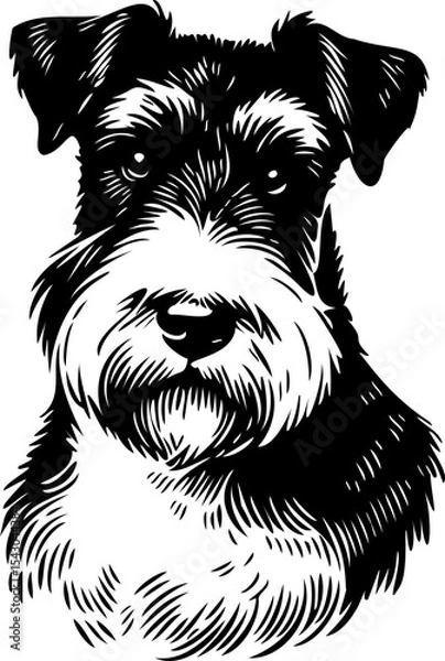 Fototapeta SVG file dog terrier black and white vector for printing, cutting