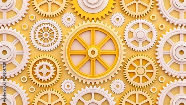 Fototapeta A digital illustration with a highly detailed and intricate design. The image features a variety of geometric shapes, including gears.