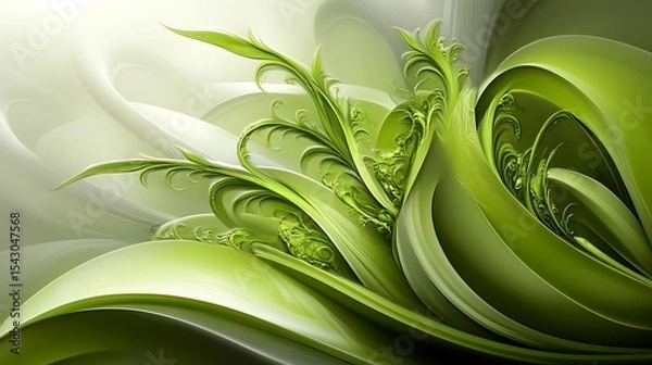 Fototapeta Abstract floral design with flowing shapes