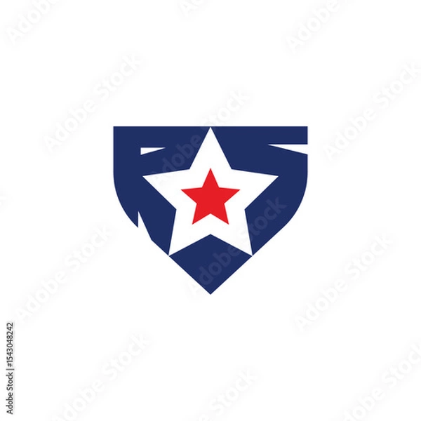 Fototapeta RS and star logo design vector