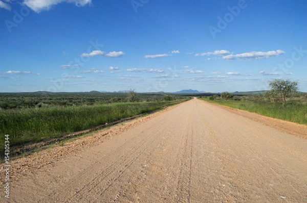 Fototapeta Lush Mountain Landscape with Highway in Namibia