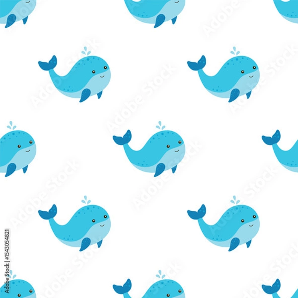 Fototapeta cute whale seamless pattern