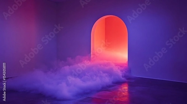 Fototapeta Abstract archway illuminated with vibrant colors