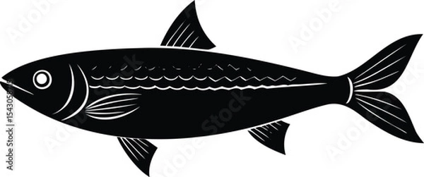 Fototapeta Black silhouette of a generic fish swimming in the ocean or sea
