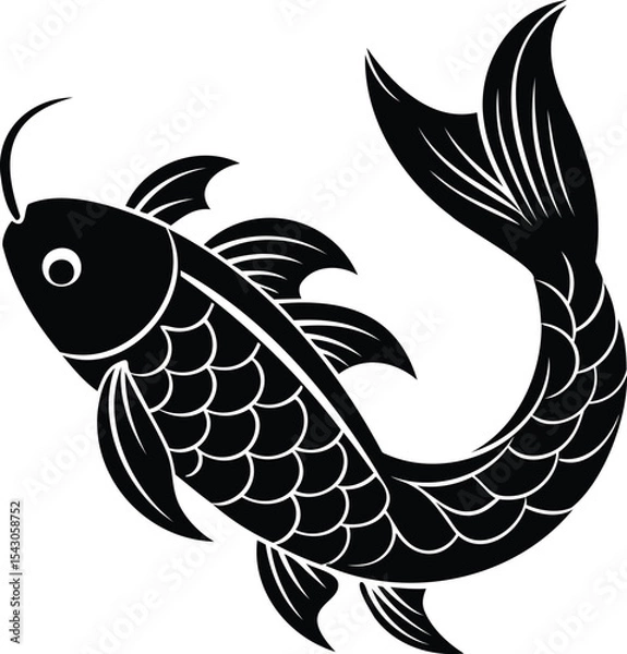 Fototapeta Stylized Silhouette of a Koi Fish with Detailed Scale Pattern and Fins