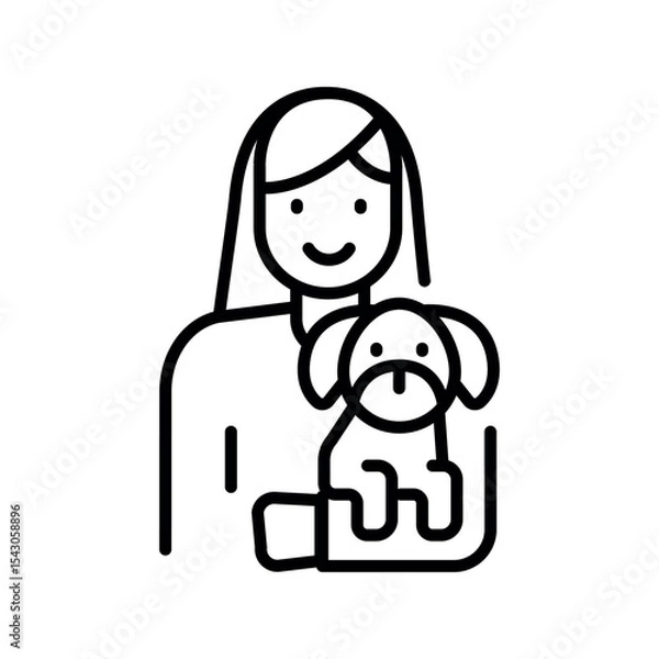 Fototapeta pet adoption black line icon for digital and print projects.