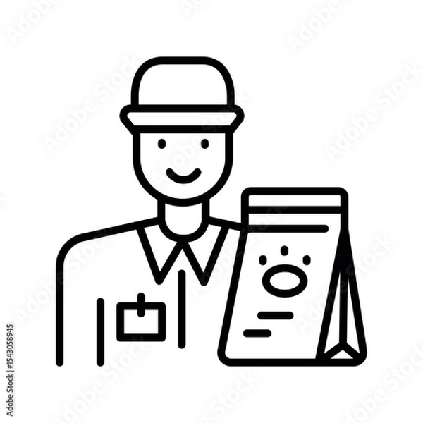 Fototapeta pet food delivery black line icon for digital and print projects.