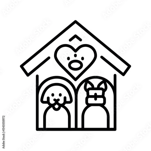 Fototapeta pet hotel black line icon for digital and print projects.