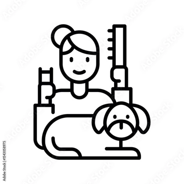 Fototapeta pet grooming black line icon for digital and print projects.