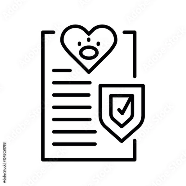 Fototapeta pet insurance black line icon for digital and print projects.
