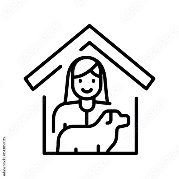 Fototapeta pet sitter black line icon for digital and print projects.