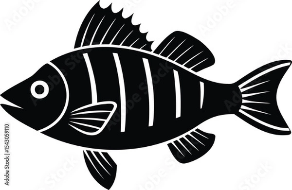 Fototapeta A clean and simple black and white illustration of a fish image