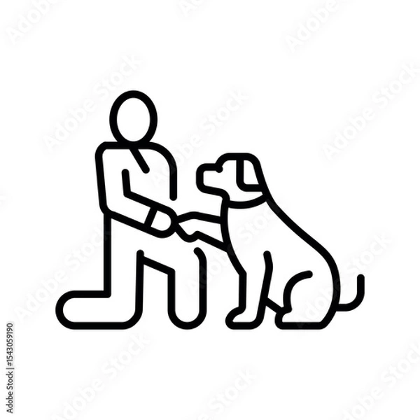 Fototapeta dog socialisation black line icon for digital and print projects.