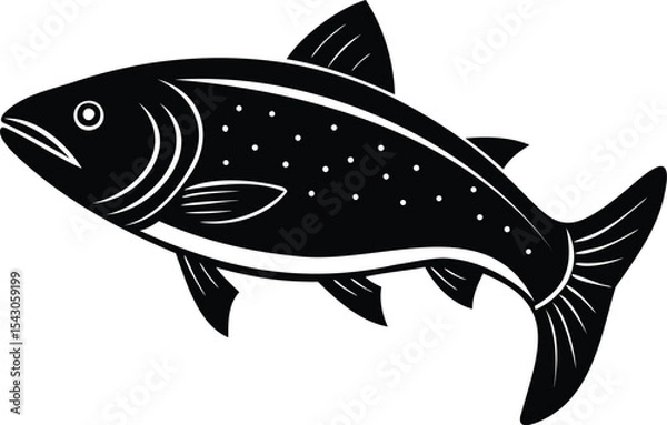 Fototapeta Elegant Black and White Depiction of a Spotted Fish on White Background