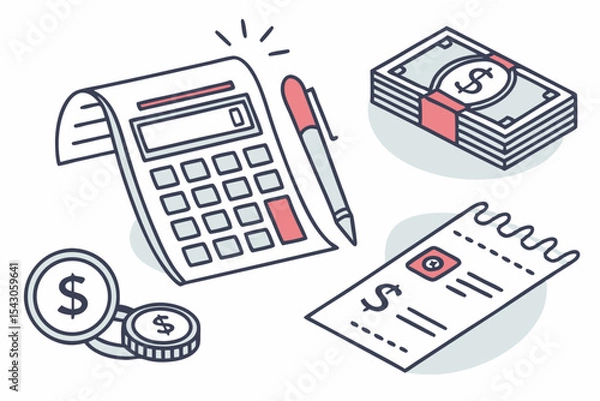 Fototapeta calculator and pen