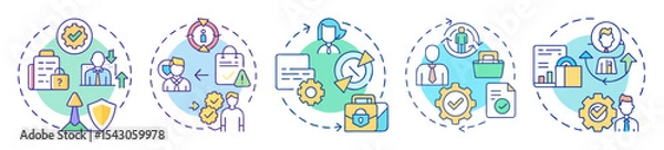 Fototapeta Infographics Illustrating Data Security and Compliance Procedures with Icons and Business Graphics