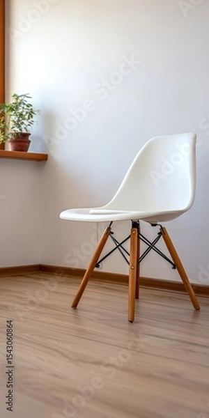 Fototapeta Stylish and Comfortable Padded Chair Design for Reading Nook in Modern Apartment Interiors