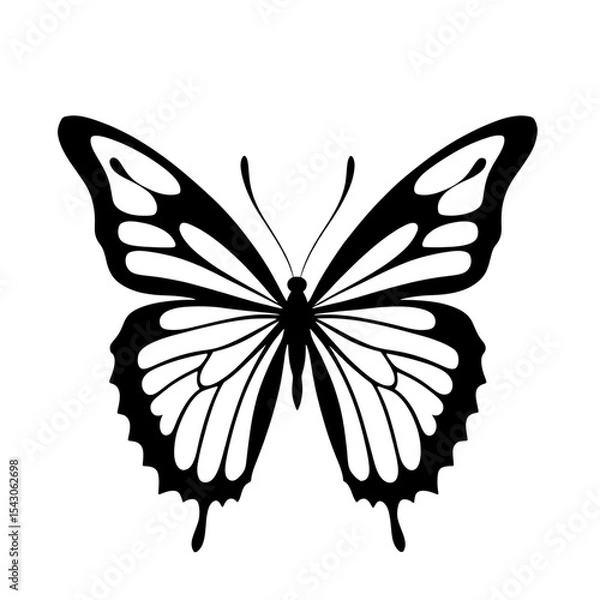 Fototapeta Elegant line art butterfly design transparent background