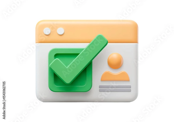 Fototapeta User profile verification concept with iconic green checkmark on transparent background, PNG