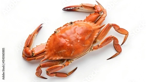 Fototapeta Single cooked dungeness crab isolated on white background