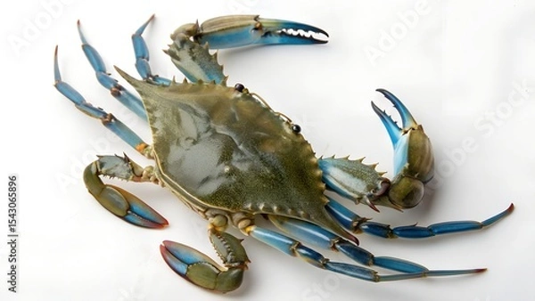 Fototapeta Single blue crab isolated on white background