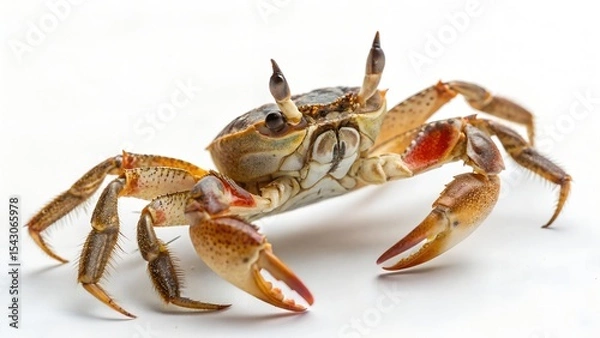 Fototapeta Closeup of a small crab isolated on white background