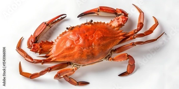 Fototapeta Single cooked red crab isolated on white background
