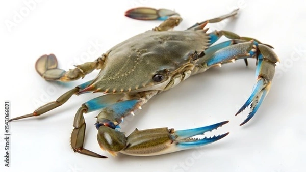 Fototapeta Single blue crab isolated on white background