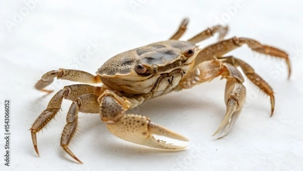 Fototapeta Closeup of a small brown crab isolated on white background