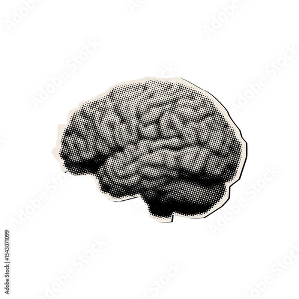 Obraz Halftone human brain,cut out element for trendy collage design