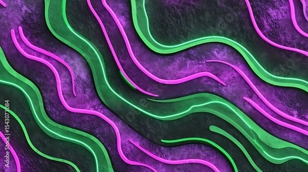 Obraz Abstract wavy neon pattern