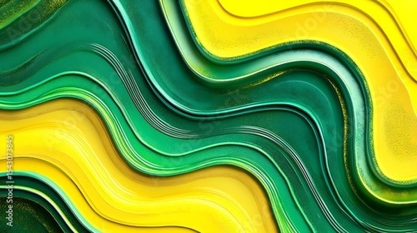 Obraz Abstract wavy layers of vibrant yellow and green