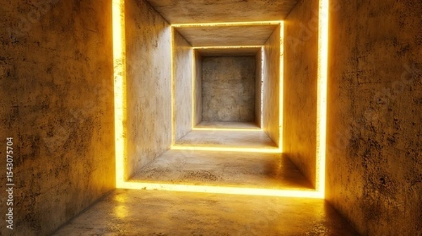 Obraz Empty concrete corridor with glowing lines