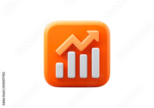 Fototapeta Financial growth concept with orange chart icon on transparent background, PNG