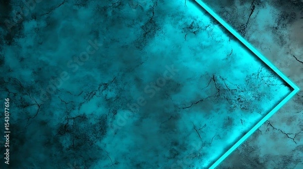 Obraz Teal triangle light on textured wall