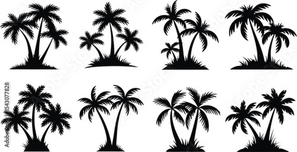 Obraz Silhouettes of Tropical Palm Trees for Design Elements