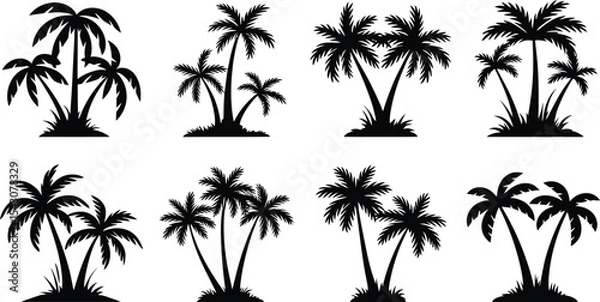 Obraz Collection of Silhouetted Palm Trees for Design Elements