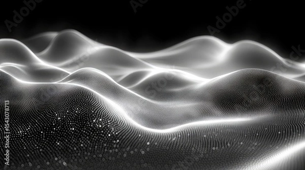 Fototapeta Abstract digital waves, dark background, undulating data, possible use for technology concept
